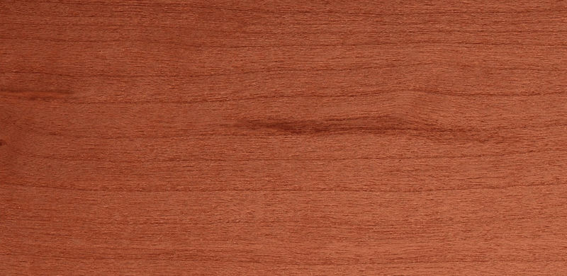 Close-up of a warm reddish-brown wood grain with subtle color variations and horizontal lines.