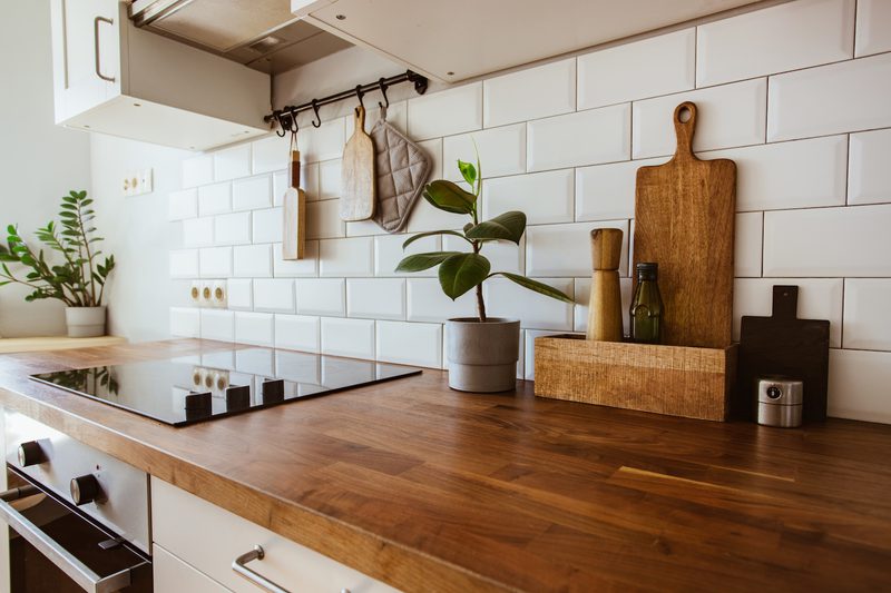 Stained walnut worktop