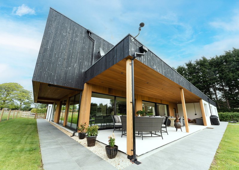 Coated Cedar and Black Thermo-Nordic Pine Cladding - Patio Canopy 4