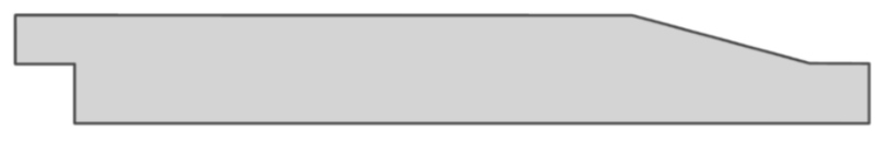 Long light-gray irregular polygon with a dark border on white; features a left-side notch, mostly straight top and bottom edges, and a subtle diagonal on the upper-right.
