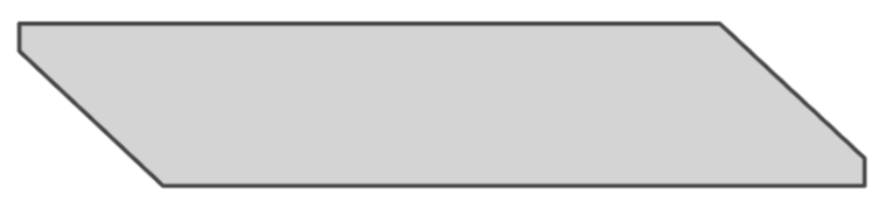 Elongated light gray quadrilateral with a dark border, resembling a trapezoid with beveled corners.