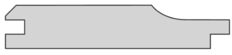 A long light-gray irregular bar with a left inward notch and a rounded arc cutout along the top edge near the right end.