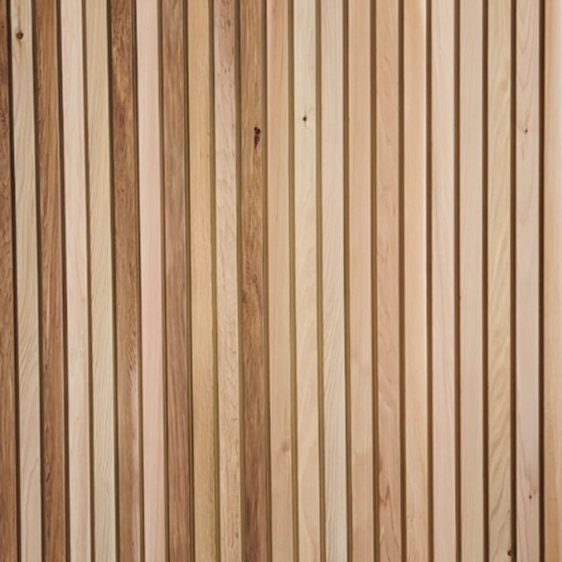 Vertical wooden planks in varying light brown tones with visible grain.