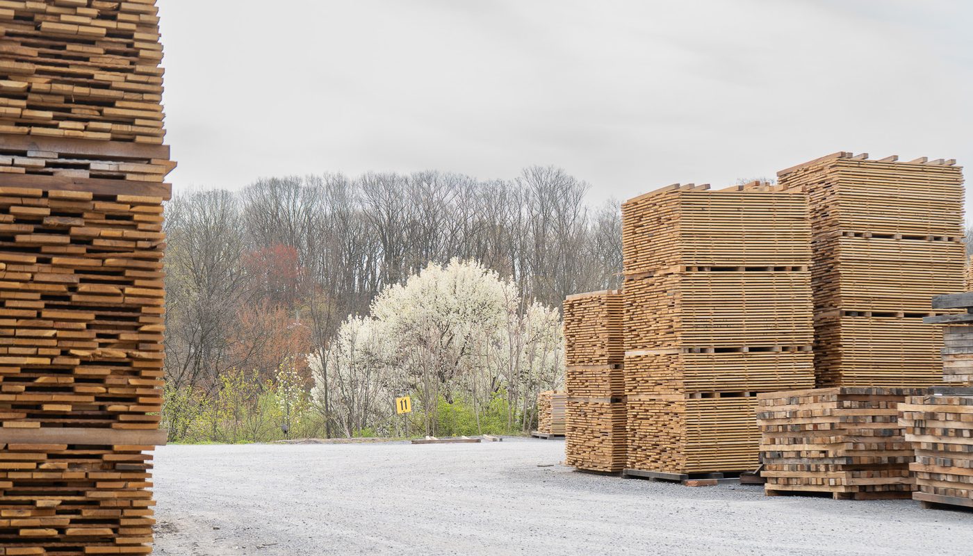 Timber stacked for air drying