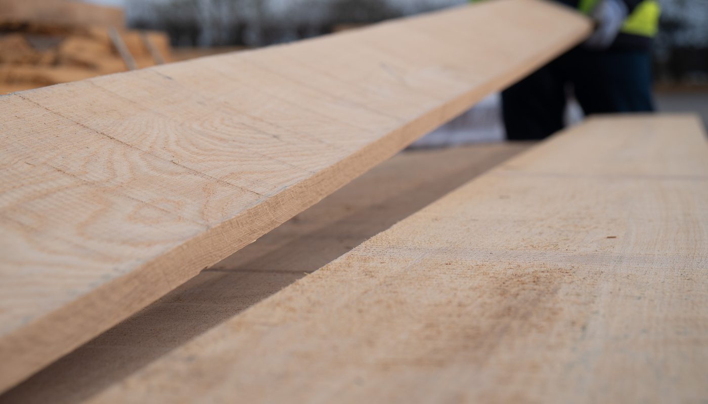 Looking over oak boards