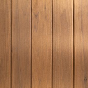 Vertical wooden planks in warm brown tones with visible grain patterns and knots.