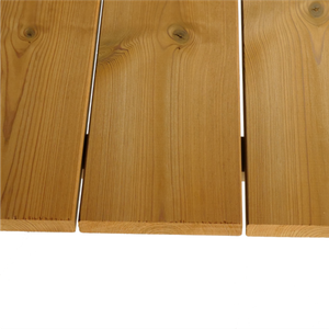 Close-up of three vertical wooden planks with visible grain and small gaps, light honey-brown color, on a white background.