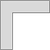 Light gray L-shaped corner bracket with a black hollow interior on a pale background.