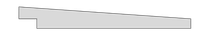 Long light-gray elongated bar with a slightly slanted top edge, vertical right end, and a small rectangular notch on the left side against a black background.